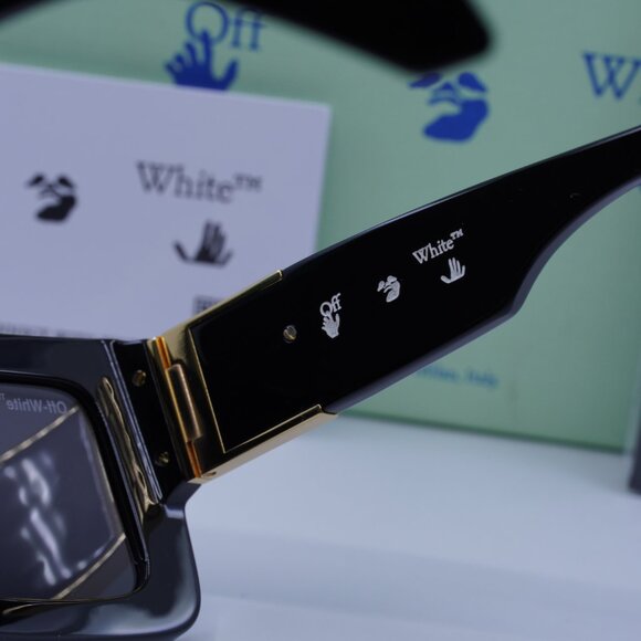 Off-White OERI060 AF LEONARDO 1007 Square Sunglasses – Black/Dark Grey - Picture 10 of 11